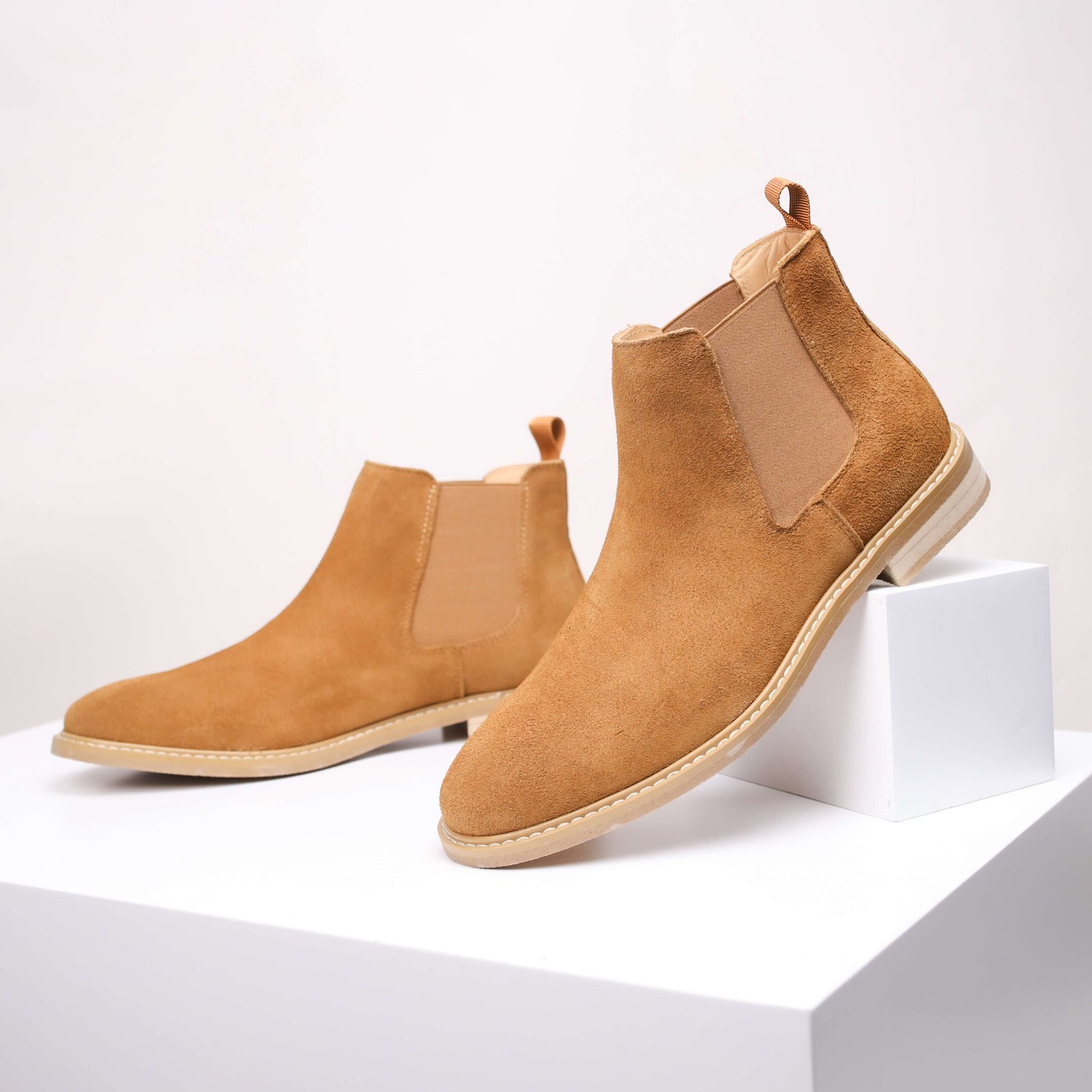 Men’s Tan Suede Chelsea Boots – Classic Slip-On Style - Image 2