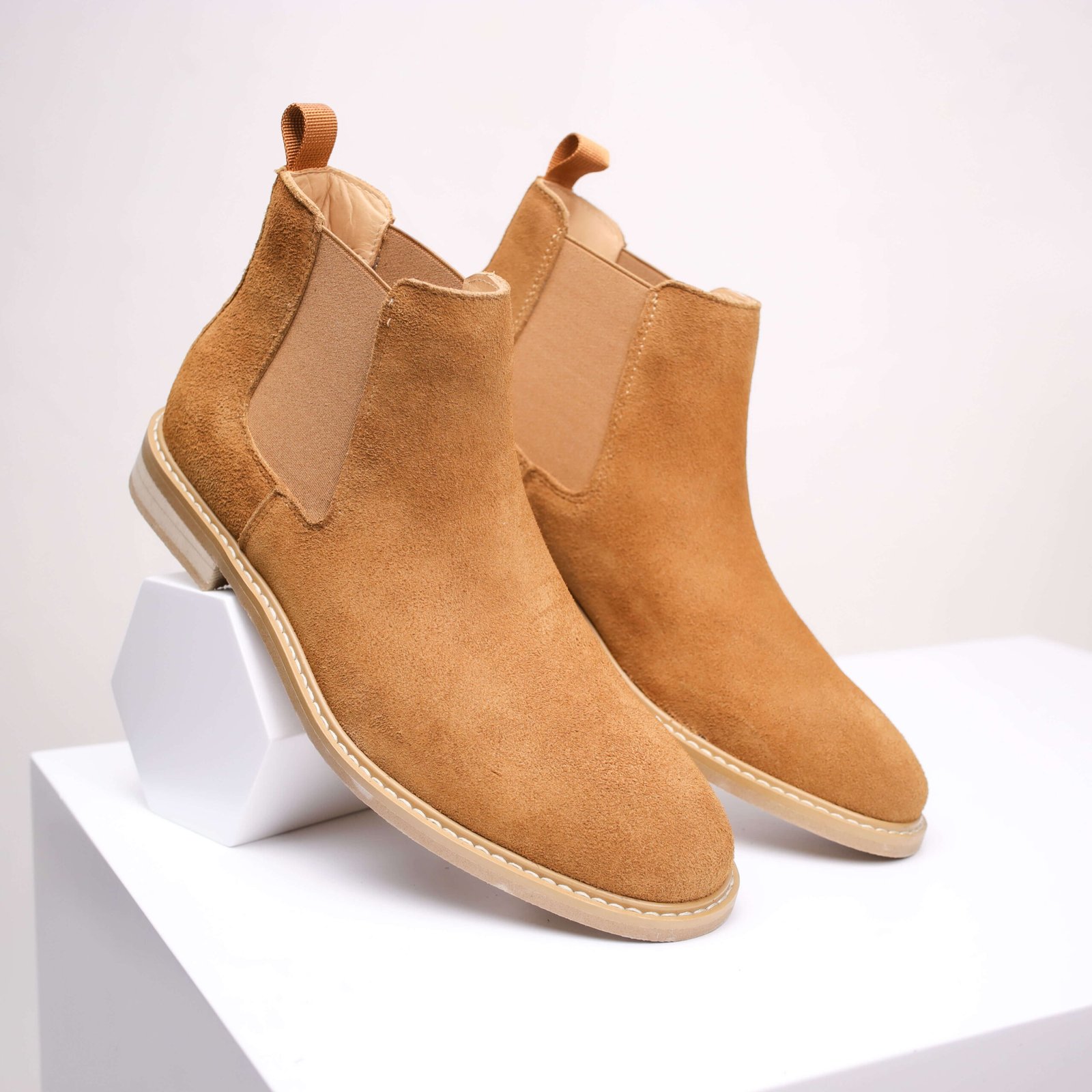 Men’s Tan Suede Chelsea Boots – Classic Slip-On Style - Image 3