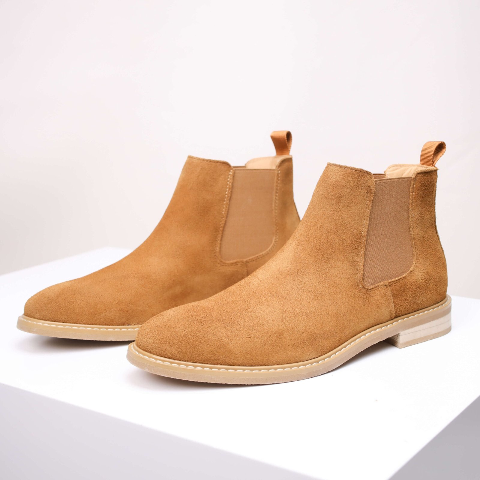 Men’s Tan Suede Chelsea Boots – Classic Slip-On Style - Image 4