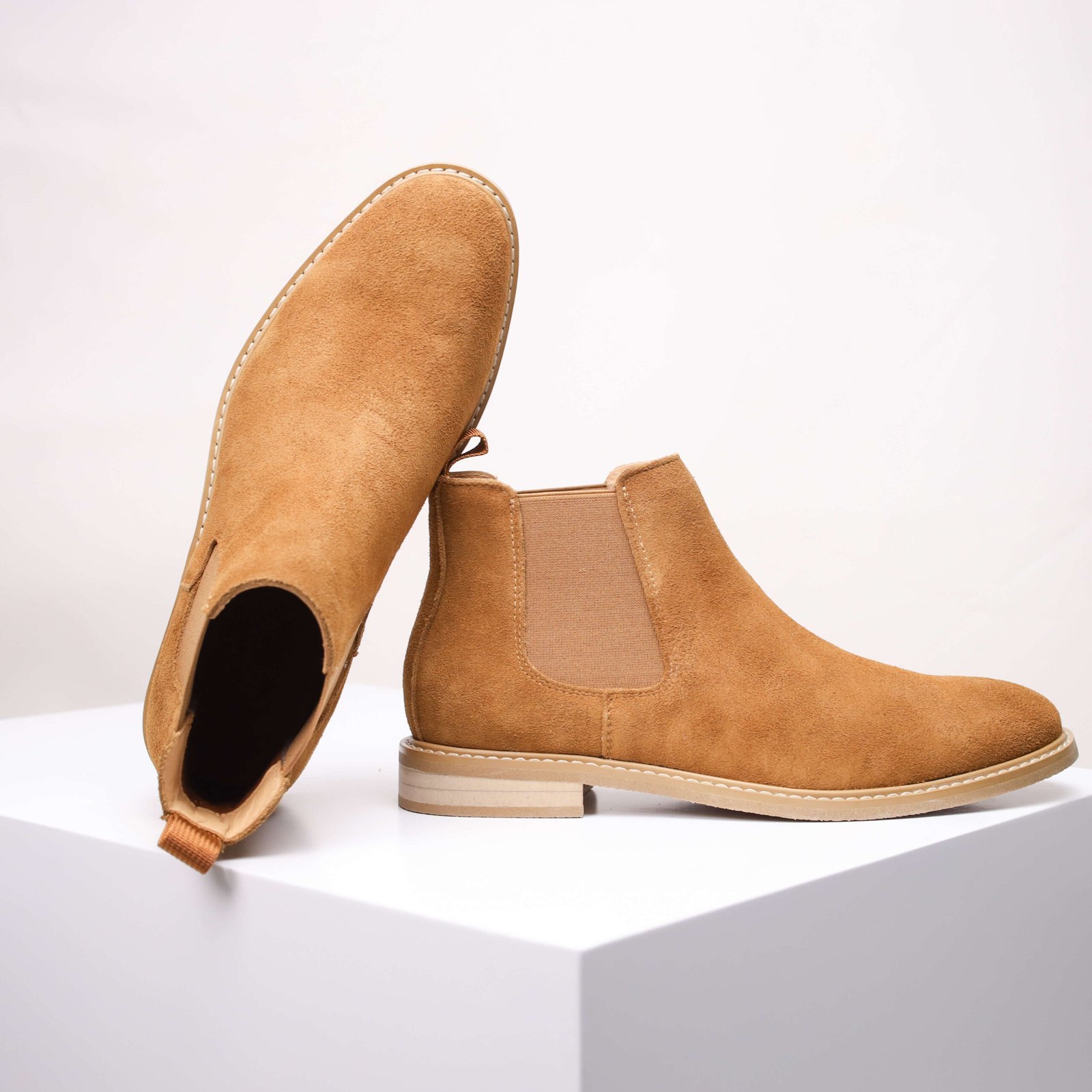 Men’s Tan Suede Chelsea Boots – Classic Slip-On Style - Image 8