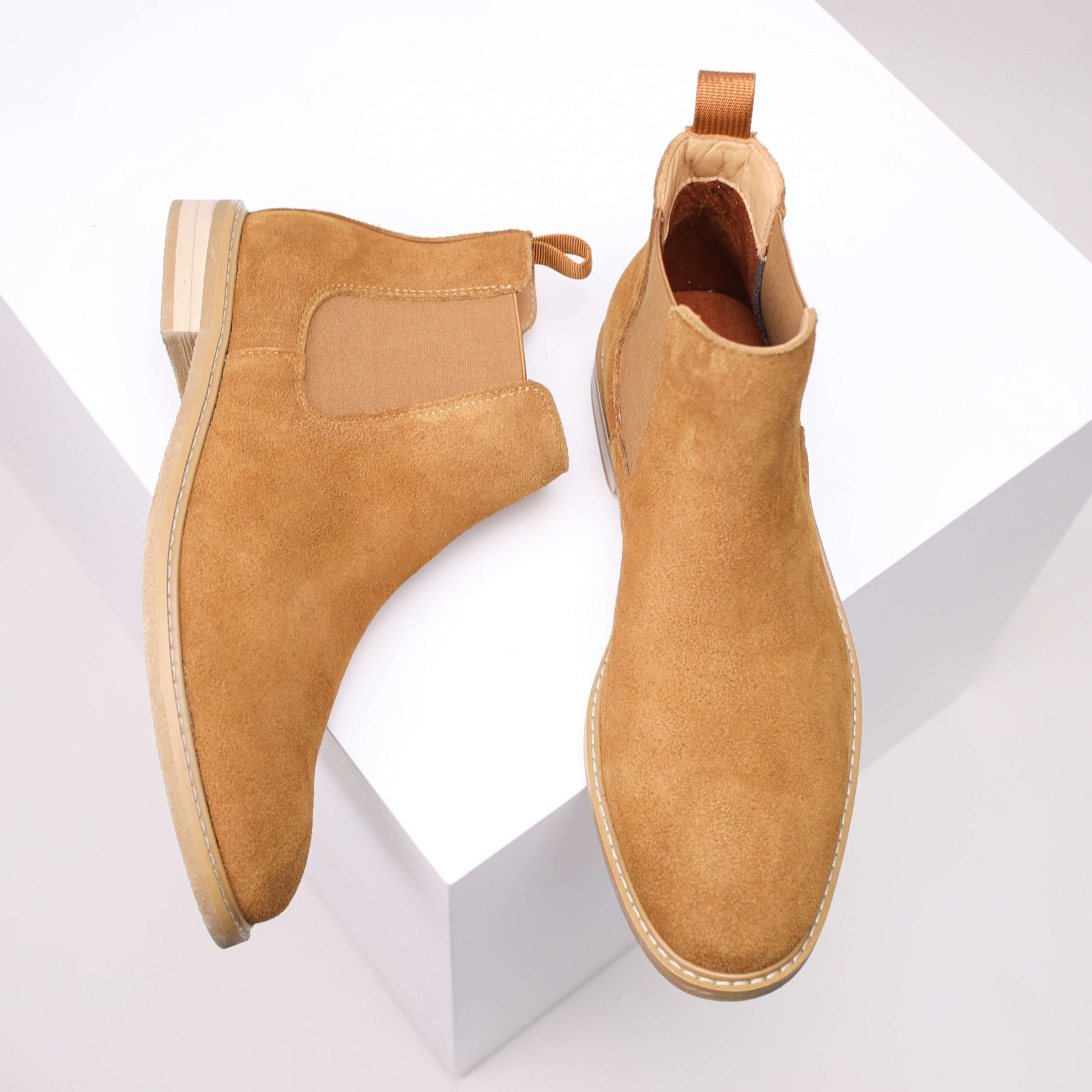Men’s Tan Suede Chelsea Boots – Classic Slip-On Style - Image 10