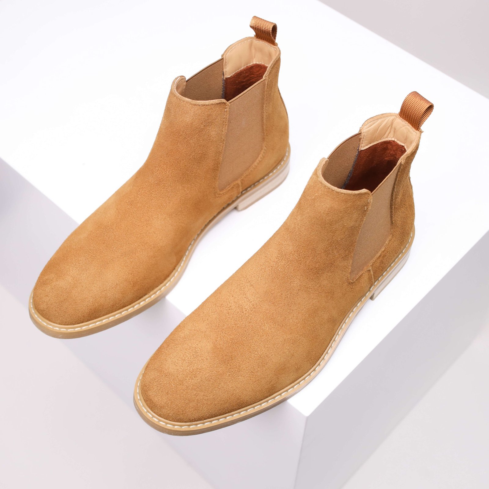 Men’s Tan Suede Chelsea Boots – Classic Slip-On Style - Image 12