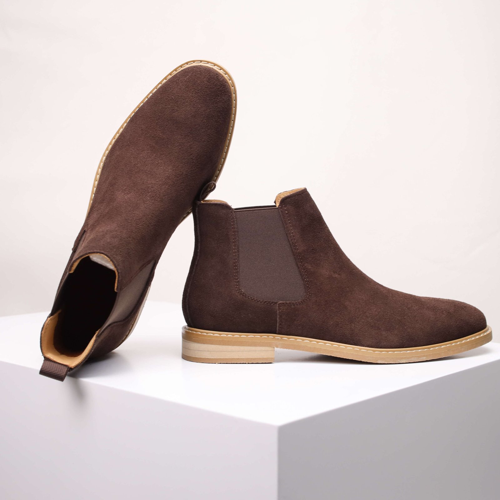 Men’s Tan Suede Chelsea Boots – Classic Slip-On Style - Image 16