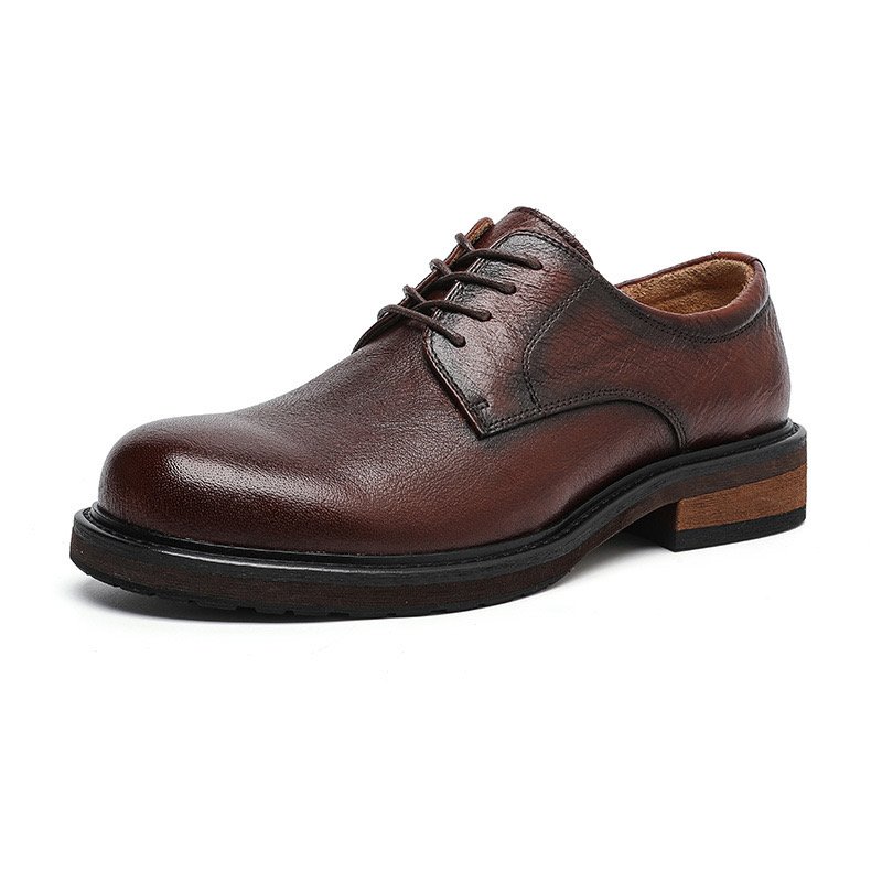 Handmade Cowhide Leather Shoes with Thick Soles and Wide Toe Design - Image 2