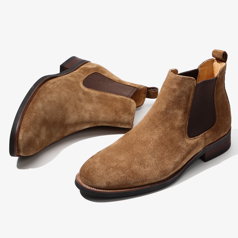 Men's Casual Suede round head Chelsea Leather Boots - Image 5