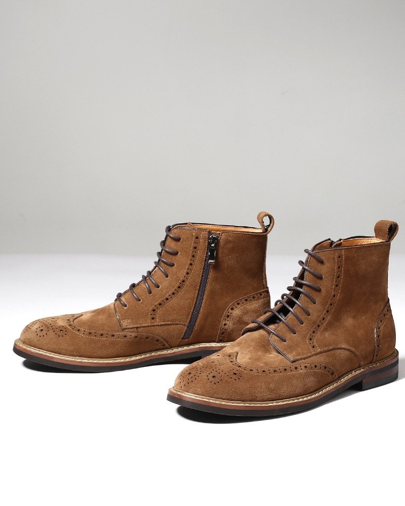 Handmade Laced up Suede Leather Boots - Image 4
