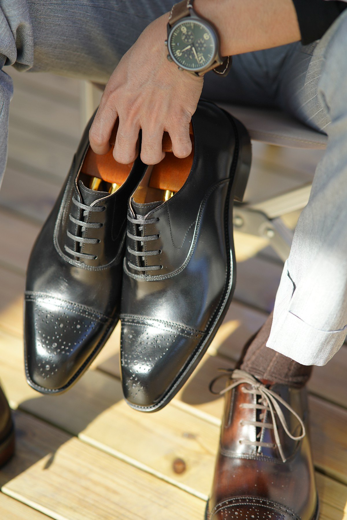 Black Cap Toe Oxford Brogues - Image 2